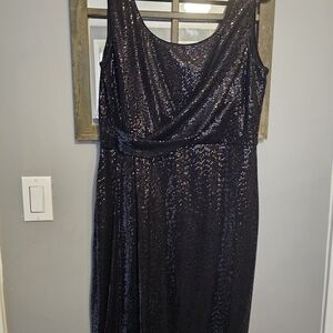 Calvin Klein One Shoulder Black Sequin Dress